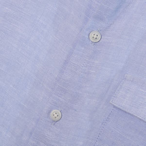 เสื้อเชิ้ตผ้าลินินแขนยาวสีฟ้าหม่นสำหรับผู้ชายขายส่ง แฟชั่นฤดูร้อน - Product Image 4