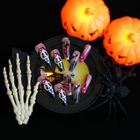 Offre Spéciale longue ballerine Halloween démon citrouille fantôme 24 pièces clous à presser en gros Style foncé ABS ongles artificiels