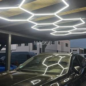 Plafonnier LED hexagonal vendu en usine pour l'éclairage de <span class=keywords><strong>garage</strong></span>, système à 8 grilles pour atelier de detailing automobile, alimentation CA - Product Image 3