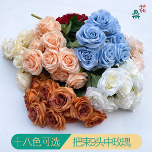 ดอกกุหลาบประดิษฐ์ 9 หัว ขนาด 45 ซม. ผ้าไหม สำหรับตกแต่งงานแต่งงาน - Product Image 2