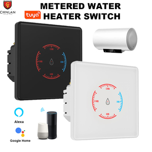 Interrupteur intelligent Tuya pour chauffe-eau à double coupure avec fonction de verrouillage enfant, programmation horaire, 3500W 16A, panneau en verre tactile effet seconde peau - Product Image 1