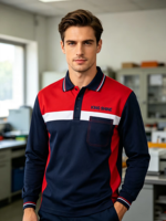 Polo en Coton Mélangé Homme – Nouveauté Tendance – Polo de Golf PIQUE Brodé à Manches Longues – Uniforme Élégant