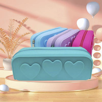 Coeur Silicone porte-crayon étanche pochette à crayons pour les enfants de l'école Portable stylo sac femmes pochette de maquillage avec fermeture éclair
