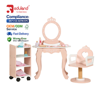 Table de Maquillage Rose en Bois pour Jeu de Rôle, Ensemble de Jouets de Princesse pour Enfants |   Ensemble de toilette |   Ensemble de table de toilette