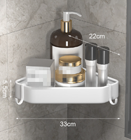Étagère de salle de bain organisateur étagère d'angle en acier au carbone noir shampooing stockage douche Caddy avec deux crochets