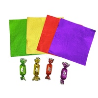 Envoltura de chocolate rosa brillante de 10cm, hoja de embalaje de papel, hoja de papel de aluminio de color cuadrado para dulces