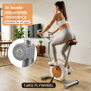 Vélo d'exercice vertical magnétique à 16 niveaux de résistance pour usage domestique avec écran LCD - Product Image 2