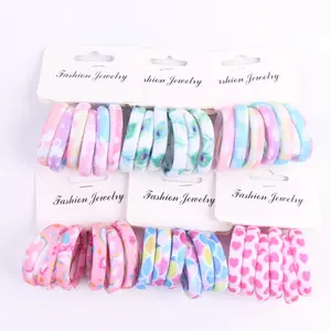 High Stretch Seamless Colorful Hair Rubber Towel Fashionable Cotton Nylon Hair Rubber Bands for Girls