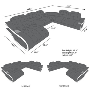 L-förmige moderne funktionelle Wohnzimmer-Sofas aus schwarz-weißem Leder für zu Hause - Product Image 5
