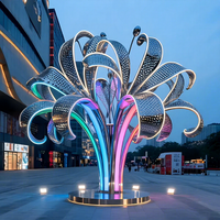 Lampes paysagères lumineuses en acier inoxydable coloré, étanches IP65, à intensité variable, en forme de sculpture d'arbre, sur mesure