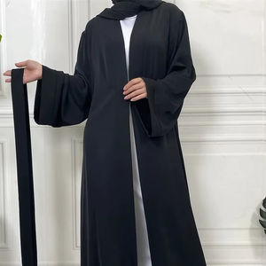 Ensemble d'abaya élégante à manches longues pour femmes musulmanes Design de base Vêtements de sport quotidiens Robe col grande taille respirant - Product Image 5