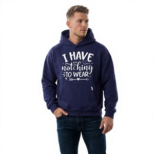 Sweat-shirt à capuche pour homme I Have Nothing To Wear, en polaire tricotée, coupe classique, style streetwear décontracté, bleu - Product Image 3