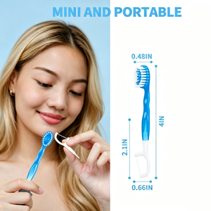 Mini <span class=keywords><strong>brosse</strong></span> <span class=keywords><strong>à</strong></span> dents jetable 5-en-1 avec dentifrice, fil dentaire, gratte-langue, cure-<span class=keywords><strong>dent</strong></span> – Format voyage pour la maison et les déplacements – Pour une haleine fraîche - Product Image 3