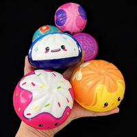 Jouet Squishy en PU à Remontée Lente en Forme de Boulette Vapeur, Balle Souple à Presser avec Boîte Ronde, Jouet Anti-Stress Fidget