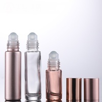 Vente en gros 5ml 10ml Rose bouchon doré Rose Transparent rouleau sur bouteille d'huile de parfum verre fin
