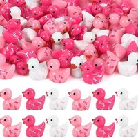 Mini figurine de canard créative en ruban rose, accessoires décoratifs DIY pour micro-paysages, figurines en PVC, canard ruban de sensibilisation