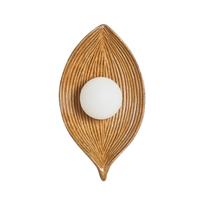 Lámpara de pared con forma de hoja, LED E27, color madera, pantalla de PVC para decoración de dormitorio y pasillo - Product Image 4