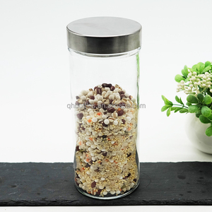 Bocal en verre de stockage de nourriture de cuisine de grande taille de cylindre de 420ML avec couvercle en acier inoxydable pour haricots am cornichons - Product Image 3