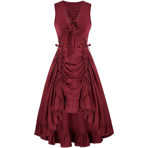 Femmes médiévales Renaissance à lacets gilet robe ourlet irrégulier robe sans manches chérie u-cou gothique <span class=keywords><strong>Pirate</strong></span> Cosplay Costume - Product Image 3