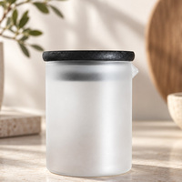 Bocal de Luxe pour Bougie de Massage avec Bec Verseur, Large Ouverture, en Verre Borosilicate Dépoli Transparent Résistant à la Chaleur, pour Aromathérapie, Noir