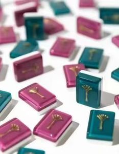 Hand-painted 4-layer American mahjong carved from mother-of-pearl, ideal for family gatherings and <b>entertainment</b> OMM NMJL AMJA - Product Image 3