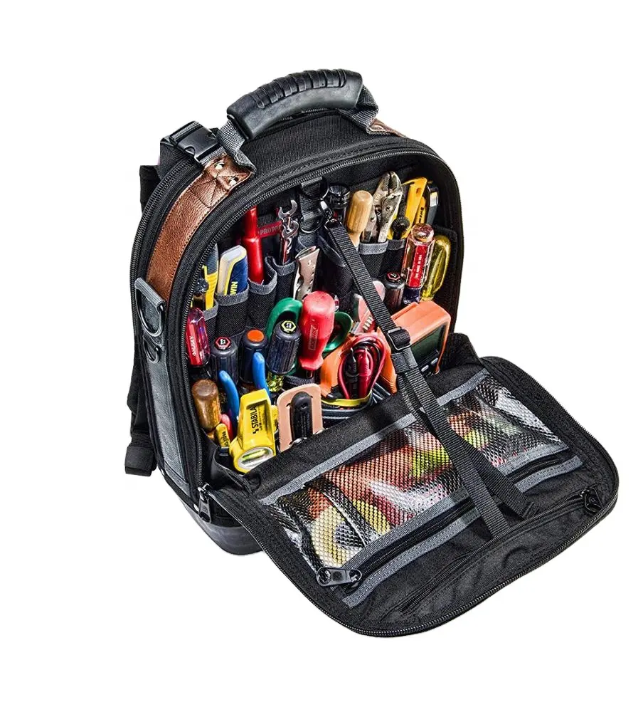 ヘビーデューティーマルチポケット快適で便利なオックスフォード電気作業ツールバックパック電気技師ツールバッグ