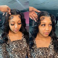 Pelucas de Cabello Indio Natural, Ondulado, Corto, Estilo Bob, 13x4 13x6, Pelucas con Frente de Encaje Transparente HD para Mujeres Negras, Cabello Remy Pre-Arrancado