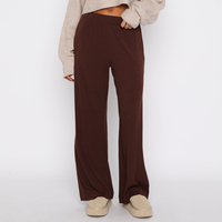 Nouveau tissu côtelé léger et hautement extensible 90% rayonne 10% Spandex pantalon de survêtement à jambe droite pour femme