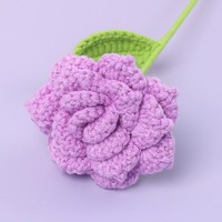 Crochet fleur décoration de la maison à la main Simulation tissé artificiel Crochet fleurs Bouquet éternel fil Rose tricoté fleur