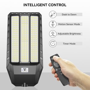 Lampe solaire à détection de mouvement HYKENTE TW024C, IP65, LED, télécommande, intensité réglable, 276 LED SMD 5054, super lumineuse, pour usage extérieur - Product Image 5