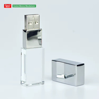 Logo Kustom Kristal Jernih Lampu LED Flashdisk USB Memory Stick 1GB 2GB 4GB 8GB 16GB 32GB 64GB Hadiah Pernikahan