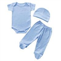 Romper Bayi Unisex Katun Khusus 6-12 Bulan Lengan Pendek Bernapas Ramah Lingkungan Set Hadiah Putih dengan Kancing Tekan