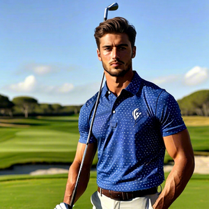 Maillot de sport unisexe en polyester imprimé par sublimation avec logo personnalisé, manches courtes, haute qualité, séchage rapide, anti-UV, respirant, polos de golf - Product Image 1