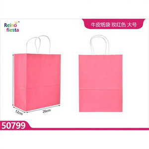 Sacchetti di Carta Kraft Riciclabili Rosa Marrone con Manici Lunghi, Soluzione di Imballaggio all'Ingrosso per Artigianato dalla Cina - Product Image 1