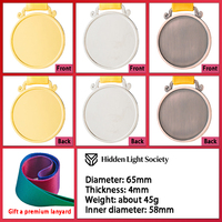 Fabrication de médailles personnalisées pour marathon, course à pied, football, judo, soccer, taekwondo, gymnastique, trophée sportif en métal doré vierge avec ruban