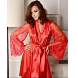 Vente directe d'usine, nouvelle robe de nuit en soie imitation, style ample et sexy, avec dentelle décorative, peignoir, pyjama pour adultes A038 - Product Image 3