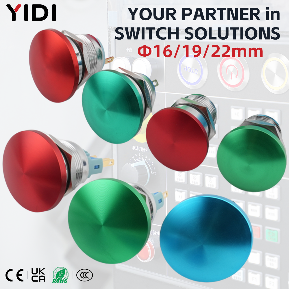 Latching Momentary Switch Waterproof Emergency STOP Button Switch - 19mm/ 22mm Metal Mushhead Latching Red Mushroom Push Button - Foto 2