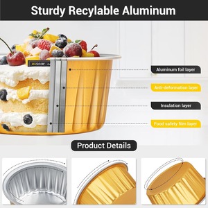 Moules de cuisson jetables en aluminium doré, antiadhésifs et résistants au four, pour choux et cupcakes, idéaux pour les fêtes - Product Image 6