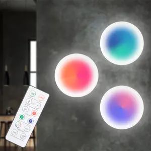 1 + 1 nuevo 16 colores RGB Led luz redonda control remoto DIY decoración creativa dormitorio Led luz de noche