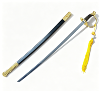 Épée de Commandement Populaire en Acier au Manganèse Faite à la Main de 90 cm et 1 kg avec Ceinture Jaune pour Collection de Cosplay
