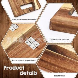 Tabla de madera de acacia plegable rectangular con soporte para fiestas y uso doméstico, bandeja de madera maciza para pasteles y filetes - Product Image 3