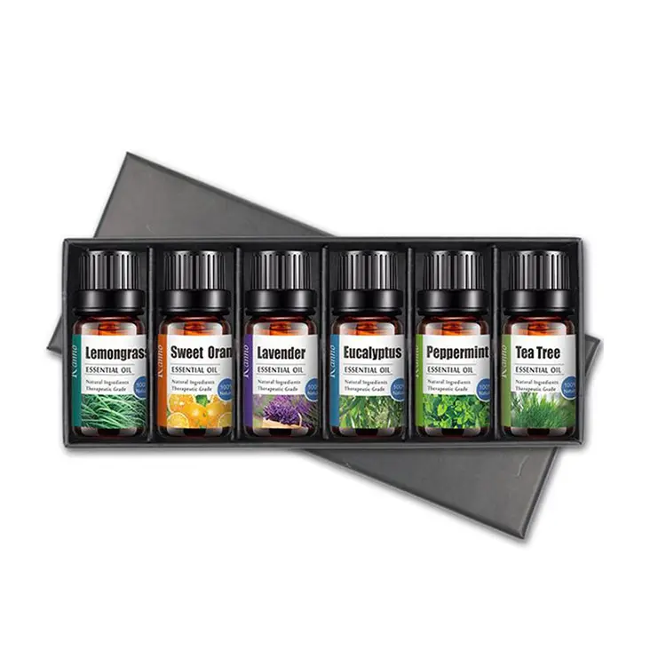 Conjunto de óleo de lavanda, árvore de chá puro vegan, rosa de lavanda, limão, peppermint, spa, 10ml