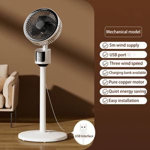 Ventilateur sur pied à circulation d'air réglable, USB, 3 vitesses, direction haut-bas, vent puissant, en plastique durable - Product Image 3
