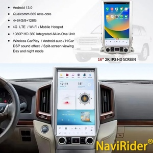 หน้าจอสัมผัสแบบ Capacitive ขนาด 16 นิ้ว ระบบ Android 13 ความละเอียด 1920x1080 พร้อม DSP สำหรับรถยนต์ Land Cruiser 200 LC300 ปี 2016-2020 ระบบนำทาง GPS Carplay - Product Image 1