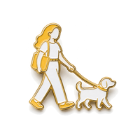 En gros, Pin's en métal plaqué or, design Promeneur de chien et Ballerine, avec logo personnalisé, émail souple, cadeau pour danseur