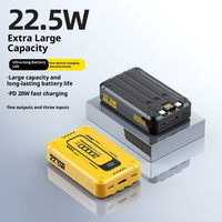 Nouvelle batterie externe portable ultra-mince 22,5 W 10000/20000 mAh à charge rapide avec affichage LED et protection mécanique, avec 3 câbles