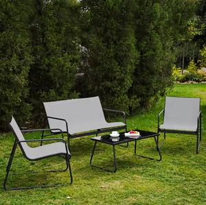 Muebles de Jardin Conjuntos Sofa 4 Plazas Textileno Gris negro Azul moderno patio Garden SOFA set muebles de jardin 4 piezas - Product Image 1
