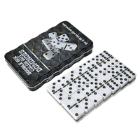 Jeu de dominos premium écologique à six points colorés, avec boîte de rangement robuste en métal, portable, pour soirées de jeu en famille, prend en charge le logo personnalisé et l'OEM