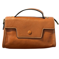 Tas Selempang Kulit Sapi Asli Vintage Berlogo Kustom, Tas Bahu Wanita Kecil Berbahan Kulit Sapi Lapis Atas, Tas Jinjing Mini