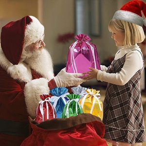 Sacs d'emballage en feuille <span class=keywords><strong>de</strong></span> Noël Joyeux Noël Cadeau Sacs en plastique Sacs à cordon pour emballage - Product Image 4